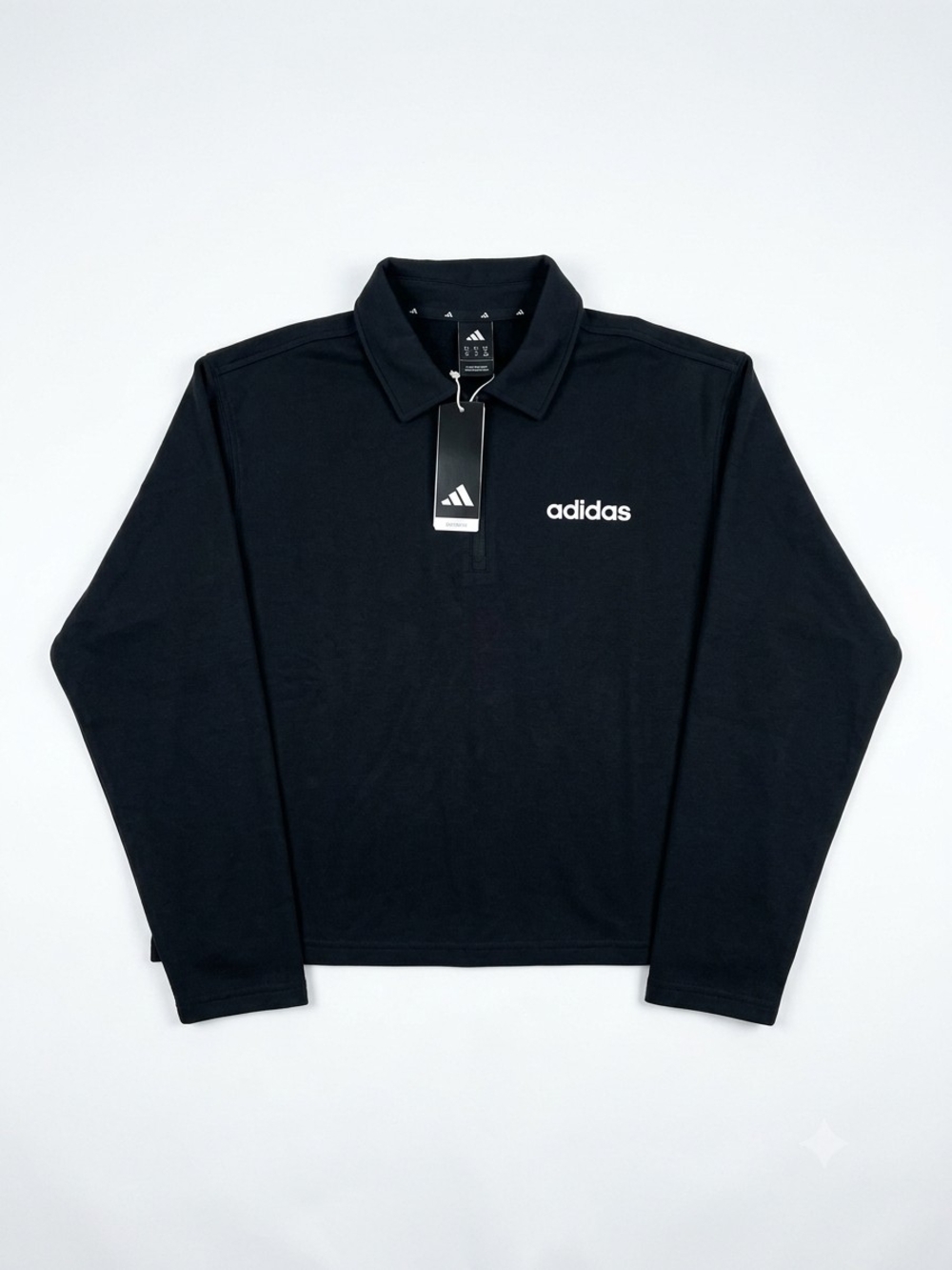 adidas Women's Black Long-Sleeve Polo with White Logo